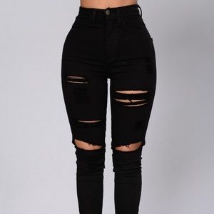 Fashion Nova Blanched High Waisted Black jeans